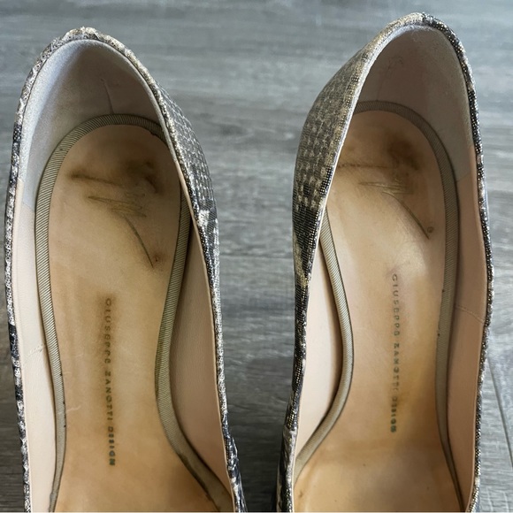Giuseppe Zanotti Design Snakeskin Crome Heel Pumps Peep Toe - Picture 4 of 6
